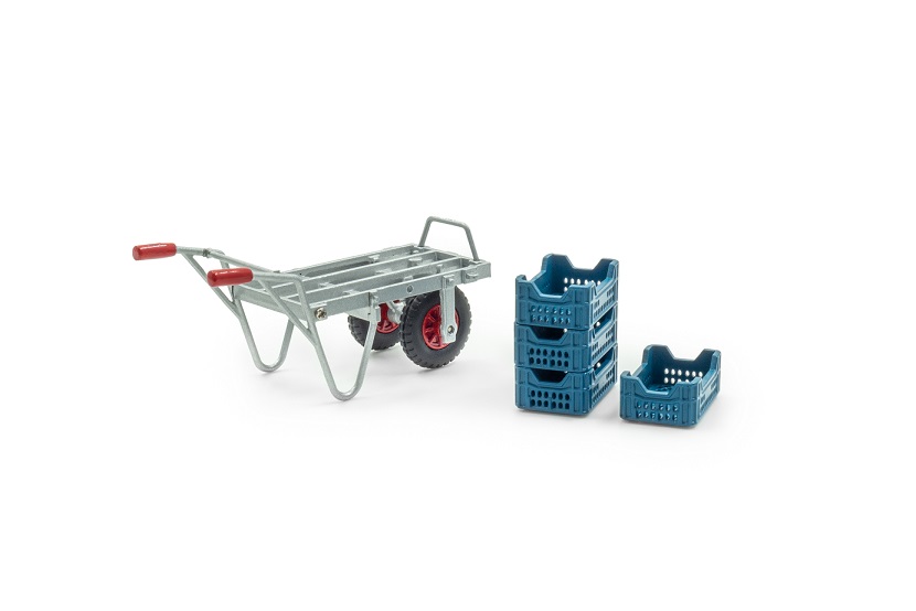 Wheelbarrow with 4 Asparagus crates - 1:32